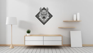 Line Art - Wolf 6 met achtergrond