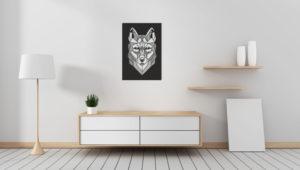 Line Art - Wolf vierkant 3