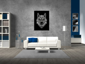 Line Art - Wolf vierkant 6