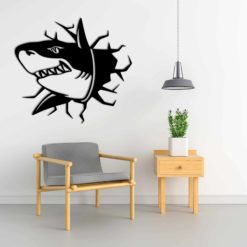 Wanddecoratie - Uitbrekende 3D haai