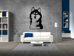 Wanddecoratie - Kijkende Husky