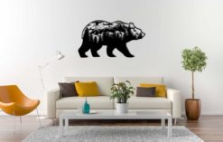 Wanddecoratie - Lopende beer met gebergte