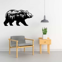 Wanddecoratie - Lopende beer met gebergte