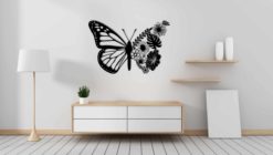 Wanddecoratie - Vlinder met bloemen