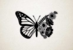 Wanddecoratie - Vlinder met bloemen