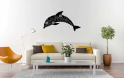 Wanddecoratie - Dolfijn met bloemen